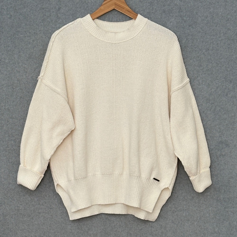 Abercrombie Fitch Womens Sweater XS Ivory Soft A&F Chenille Oversized Cozy
